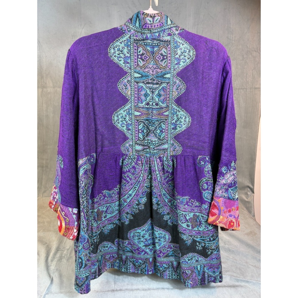 Soft‎ Surroundings Embroidered Wool Patchwork Jacket Boho Ethnic Lightweight 1X - Picture 10 of 16